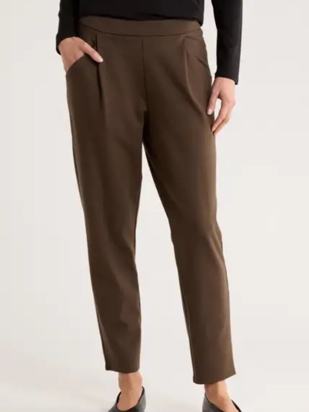 Eileen Fisher Tapered Ankle Pants Color WREN Brown Size Medium